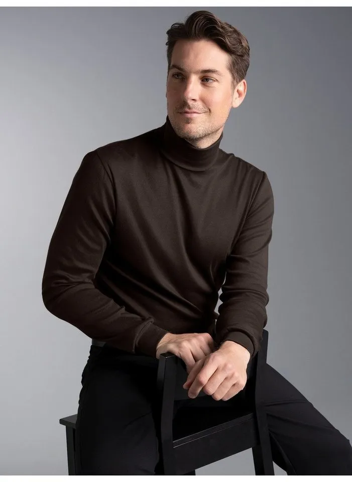 Trigema Rollkragenshirt TRIGEMA Langarm Ski- und Sport-Rollkragenpullover (1-tlg), Braun, – Produktbild 1 von 3