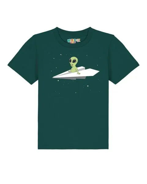 watabout.kids watabout.kids T-Shirt Kinder Alien on a paper plane, Glazed green, – Produktbild 1 von 2