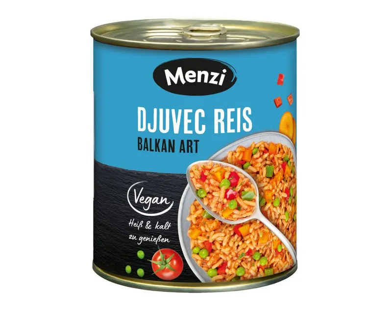 Menzi Fertiggericht, Menzi Djuvec Reis nach Balkan Art mit Gemüse tafelfertig vegan 800g – Produktbild 1 von 2