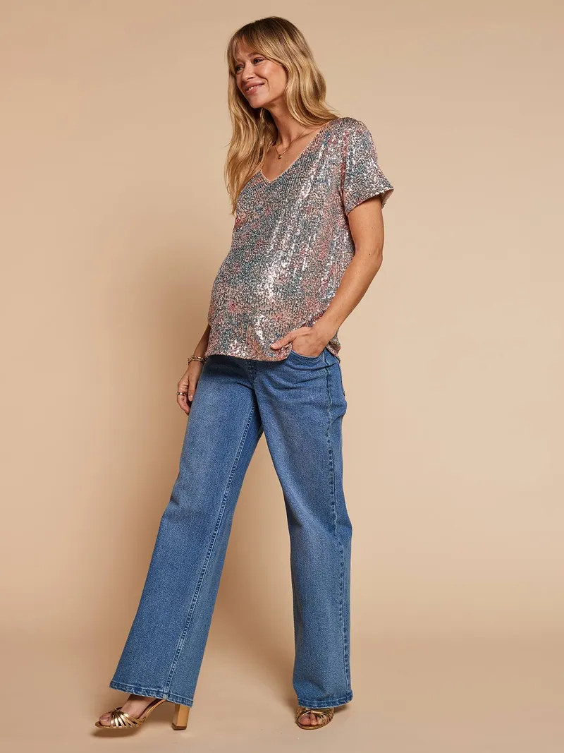 Envie De Fraise Festlicher Umstandsshirt mit Pailletten ENVIE DE FRAISE, Mehrfarbig, – Produktbild 1 von 4