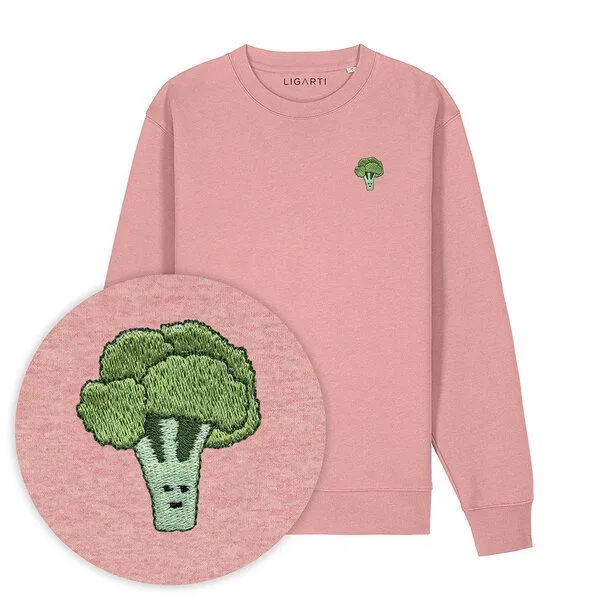 LIGARTI Bestickter Pullover – Brokkoli – LIGARTI Tiermanufaktur, Altrosa, – Produktbild 1 von 3