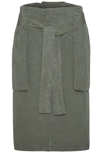 Wunderwerk Wunderwerk Linen TENCEL cargo skirt, 791 black khaki (grün), – Produktbild 2 von 2