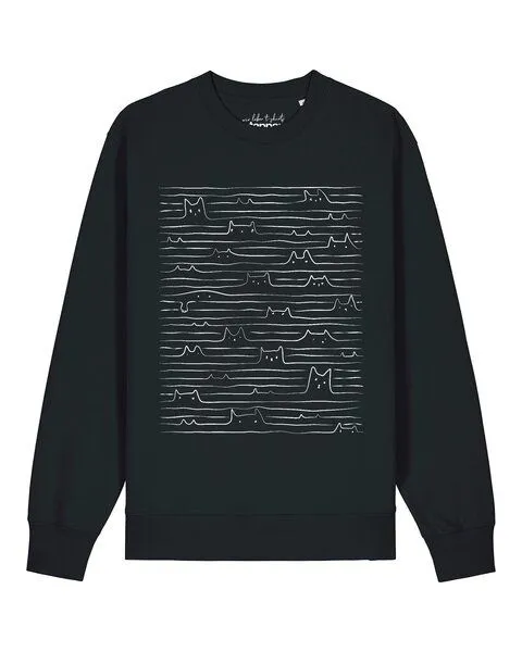 watapparel watapparel Sweatshirt Unisex Doodle Cats, Black, – Produktbild 1 von 2