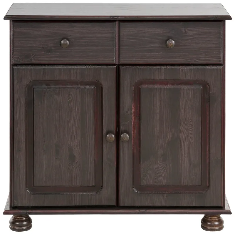OTTO home Sideboard Mette Kommode mit 2 Türen & 1 Schubladen, die optisch geteilt ist, Kommode mit gefrästen, kugelförmigen Füßen, 2 Türen und 1 Schublade, Braun, – Produktbild 1 von 5