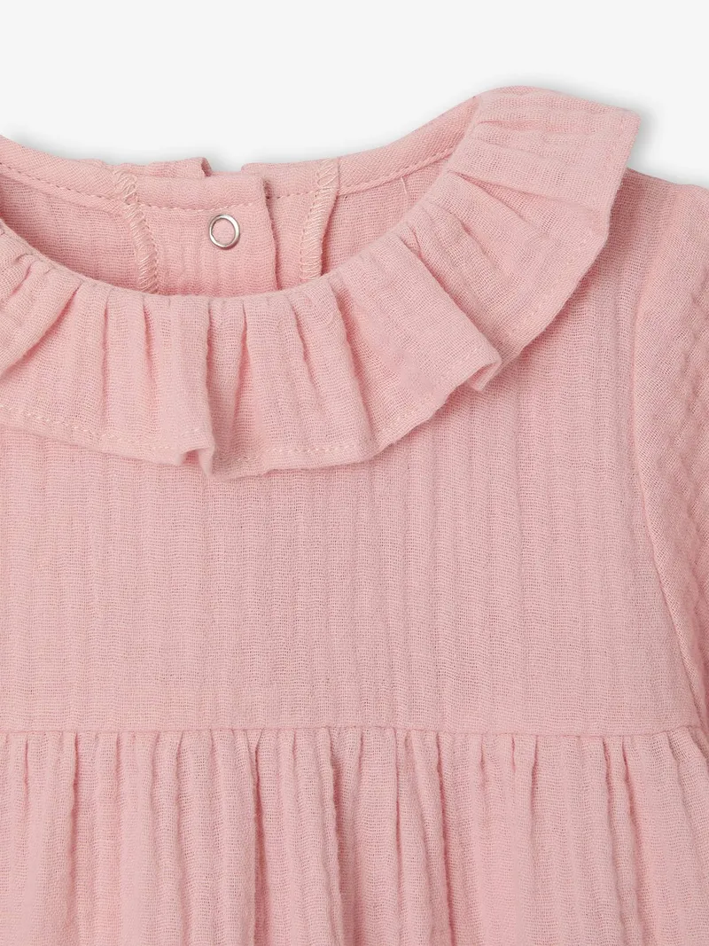 Vertbaudet Musselinkleid Mädchen Baby, Rosa, – Produktbild 3 von 4