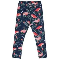 Walkiddy Kinder Leggings GOTS Bio-Baumwolle, Pinky Birds, dunkelblau mit Vogelprint, elastischer Bund – Walkiddy, weich & bequem für Alltag und Kita – Produktbild 1 von 1