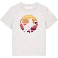 watapparel watapparel T-Shirt Frauen Sunset Katze & Rotwein, Cool heather grey, – Produktbild 1 von 1