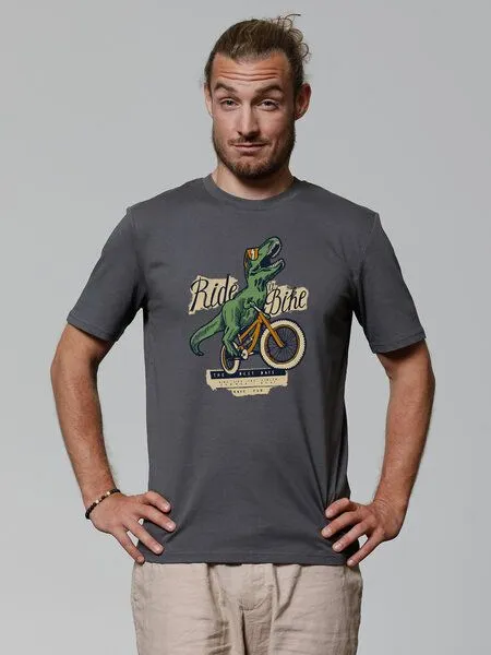 watapparel watapparel T-Shirt Unisex T-Rex Fahrrad, Anthracite, – Produktbild 2 von 4