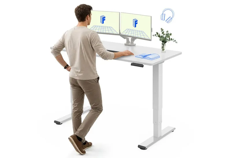 Flexispot Flexispot Schreibtisch Elektrisch Höhenverstellbarer Schreibtisch EC5 LITE mit Dualmotor (25MM einteiliger Tischplatte & 3-fach Teleskop, 4 Speicherhöhen & Antikollisionssystem), 120x80/140x80/160x80/180x80, Weiβ | weiβ, – Produktbild 1 von 5