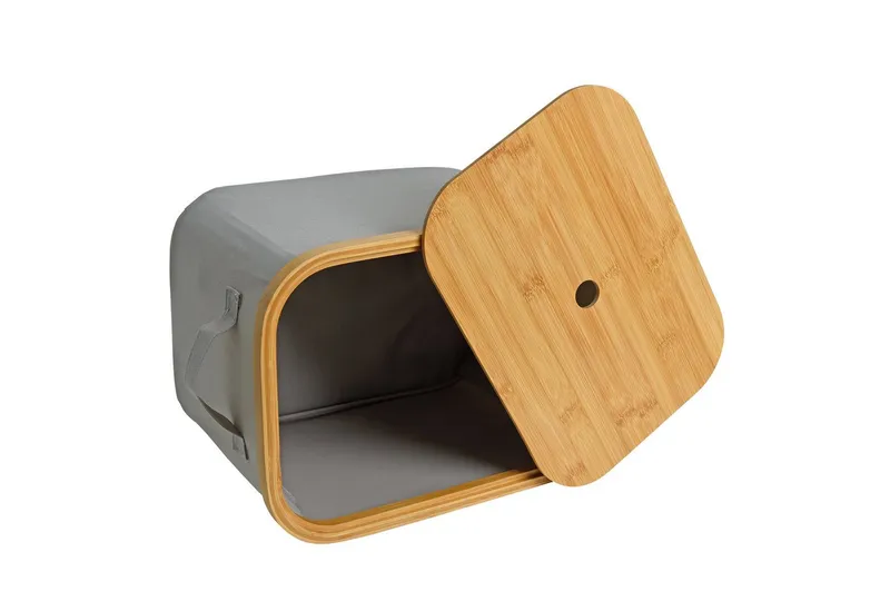 ESTEXO Aufbewahrungssystem Faltbarer Bambuskorb Aufbewahrungsbox Hellgrau 35x25x24 cm Aufbewahr, Grau, – Produktbild 4 von 5