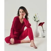 YOU LOOK PERFECT YOU LOOK PERFECT 100% Merino Rippen-Strickpullover mit V-Ausschnitt "Blossom" – Produktbild 1 von 1