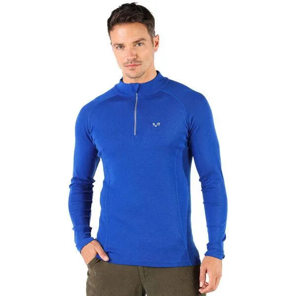 Woolona Woolona Langarmshirt - ASTRO - 100% Merinowolle (Zip), Blau, – Produktbild 1 von 3