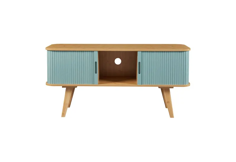 en.casa TV-Schrank »Tysvær« mit 2 Schiebetüren 120 x 40 x 58 cm Bambus/Blau, Blau, – Produktbild 5 von 5