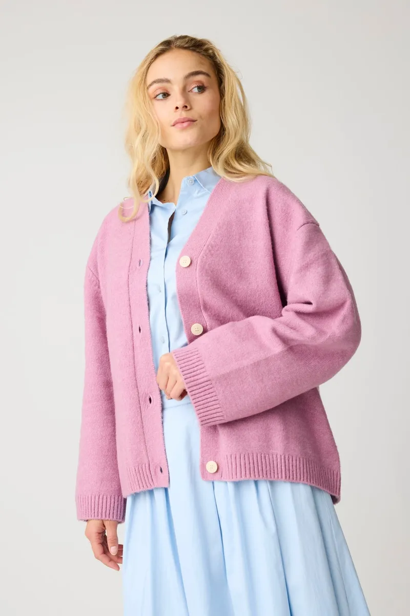 KnowledgeCotton Apparel KnowledgeCotton Apparel Damen vegan Cardigan Soufflé Garn Orchid Haze, Rosa, – Produktbild 2 von 2