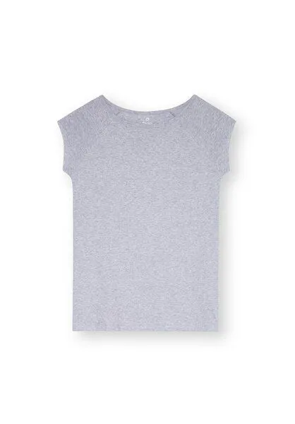 THOKKTHOKK ThokkThokk Damen Cap Sleeve T-Shirt TT01 unifarben aus Bio-Baumwolle, Grau (grey melange), – Produktbild 3 von 4