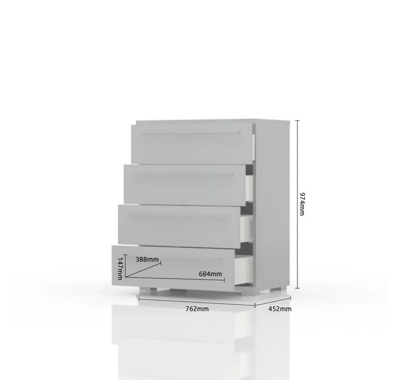 OTTO home Schubkastenkommode Piano, mit 4 oder 5 Schubladen, FSC-zertifizierter Holzwerkstoff, UV lackiert hochglänzend,Soft-Close Funktion, in 2 Breiten und 2 Höhen, Weiß, – Produktbild 1 von 5