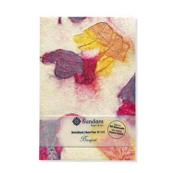 Sundara Sundara Notizblock "Bouquet" – handgeschöpftes Biobaumwoll-Papier, Pink/orange, – Produktbild 1 von 2