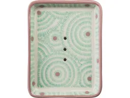 tranquillo Seifenschale "GEOMARA" aus Steinzeug, 13 x 10 x 2 cm, türkis/creme – Produktbild 1 von 1