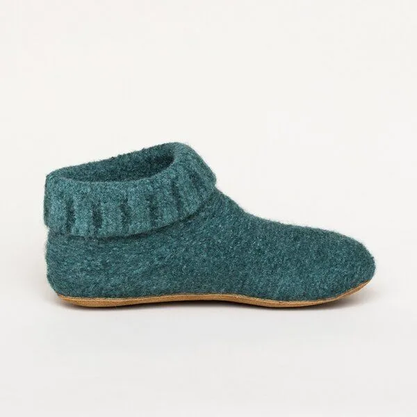 Gottstein Gottstein Hüttenschuh Knit Boot aus 100% Schurwolle - Filz-Hausschuh made in Tirol, Dunkel-grün, – Produktbild 4 von 7