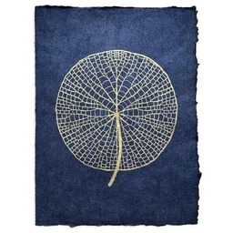 Veskor Cassiopeia Veskor Cassiopeia VICTORIA AMAZONICA Seerosenblatt Linoldruck | 37 x 50 cm | Lichtgold auf Tiefblau – Produktbild 1 von 1