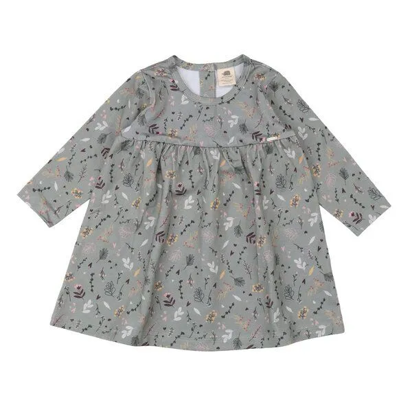 Walkiddy Walkiddy Kinderkleid GOTS zertifiziert – Grün mit kleinem Blumenmuster aus Bio-Baumwolle, Grün, – Produktbild 1 von 2
