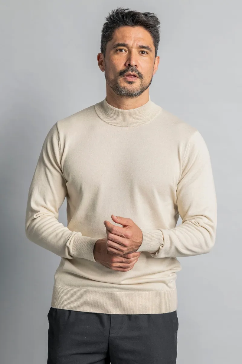 DIRTS DIRTS Herren vegan Strickpullover Mit Stehkragen Cashew Beige, Beige, – Produktbild 2 von 2