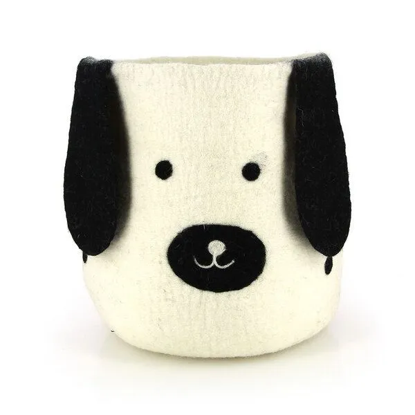 GLOBO Fair Trade GLOBO Fair Trade Korb TIERE aus Filz, verschiedene Motive fürs Kinderzimmer, Hund weiss, – Produktbild 1 von 2