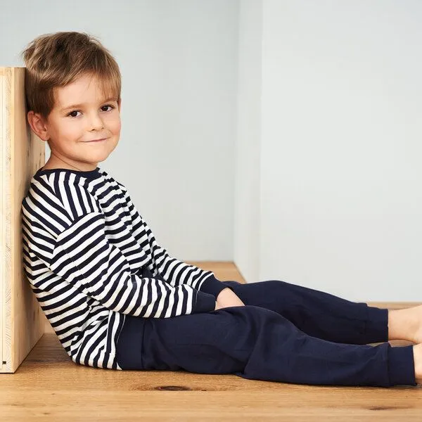 Living Crafts Living Crafts Kinder Schlafanzug aus 100% Bio-Baumwolle - ELEPHANT, Navy/white, – Produktbild 1 von 2
