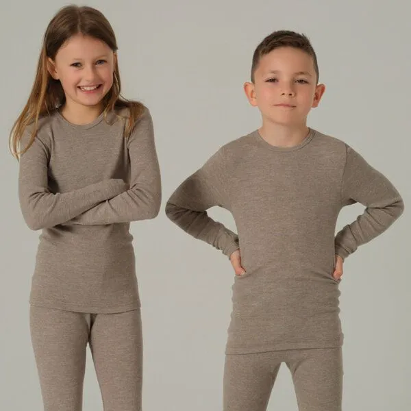 comazo|earth comazo|earth Kinder Shirt langarm aus Wolle-Seide Mix | GOTS zertifiziert, Nougat-melange, – Produktbild 1 von 4