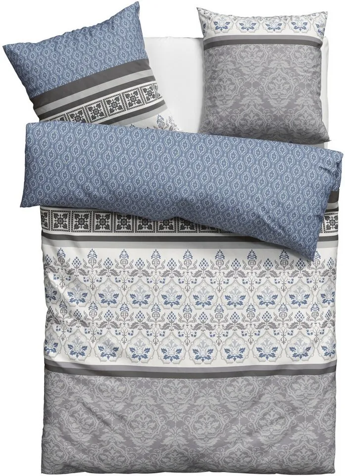 OTTO home Bettwäsche Cremona in Gr. 135x200, 155x220 cm u.a. Bettwäsche-Set mit Ornamenten, Linon, 2 teilig, romantische Bettwäsche in verschiedenen Qualitäten, ab Gr. 135x200 cm, Blau, – Produktbild 2 von 7