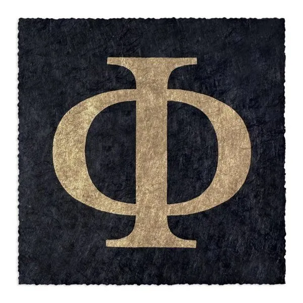 Veskor Cassiopeia Veskor Cassiopeia PHI Heilige Geometrie Linoldruck | 16 × 16 cm | Gold auf Schwarz – Produktbild 1 von 4
