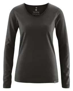HempAge Hempage Damen vegan Langärmliges T-Shirt Schwarz – Produktbild 1 von 1