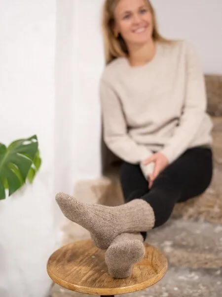 FUXBAU FUXBAU Alpaka Schafwollsocken, Beige, – Produktbild 4 von 4