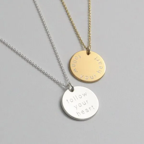 BELLYBIRD Jewellery BELLYBIRD Jewellery Personalisierte Gravurkette - Plättchen, Spruch, 15,5 mm/ Silber/ Silber vergoldet, Silver, – Produktbild 3 von 4