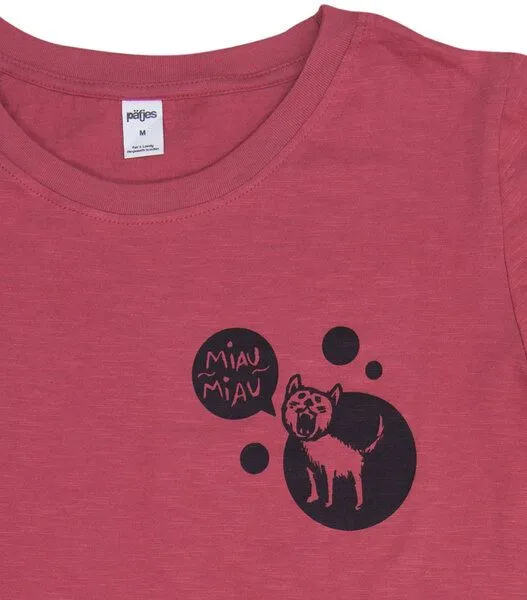 päfjes päfjes Miau Miau Katze - Damen Shirt - fair gehandelt - Bio - Rot – Produktbild 3 von 4