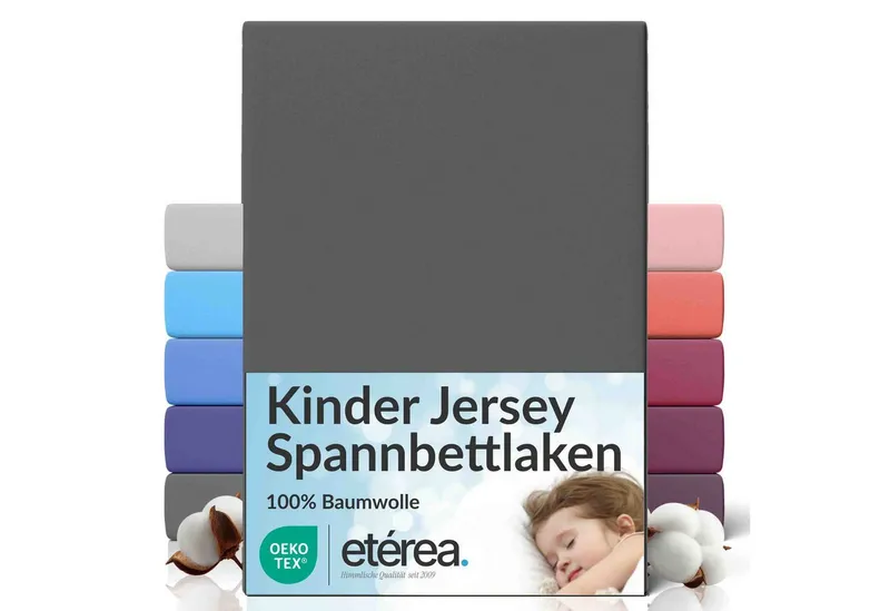 etérea Himmlische Qualität Spannbettlaken etérea Comfort Jersey Spannbettlaken, Jersey, Gummizug: rundum, (1 Stück), Grau, – Produktbild 1 von 5