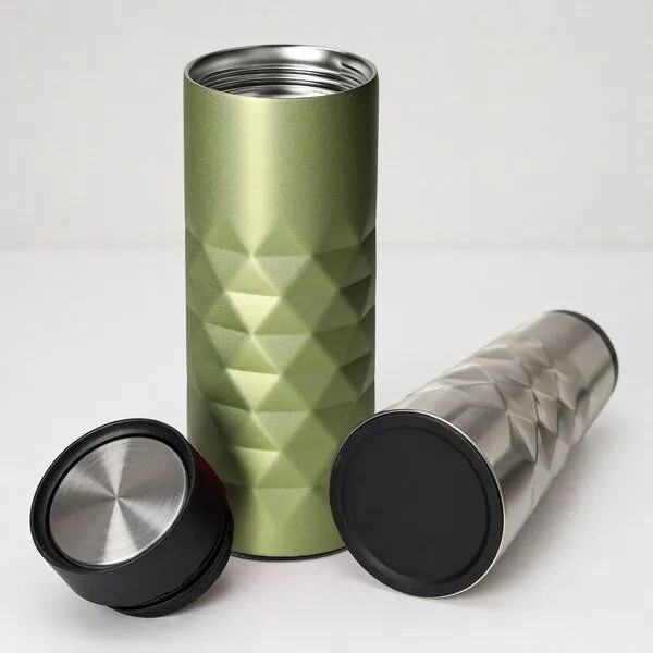 elasto elasto Thermobecher 440 ml aus Edelstahl - doppelwandiger Kaffeebecher to go - auslaufsicherer Isolierbecher, Grün, – Produktbild 2 von 4