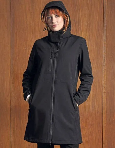 NEOBLU NEOBLU Softshell Damenmantel Lange Jacke mit abnehmbarer Kapuze Wasserdicht Fleece Innenfutter, Blau, – Produktbild 3 von 3