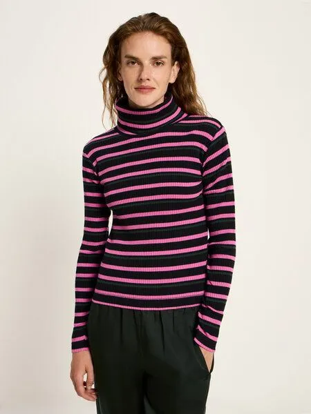 LANIUS LANIUS Rollkragenshirt aus Bio-Baumwolle, Black/pink, – Produktbild 2 von 4