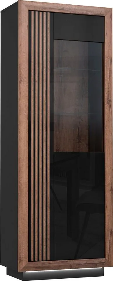 FORTE Vitrine Savona Höhe 197 cm, inkl. Sockelbeleuchtung, Schwarz, – Produktbild 3 von 3