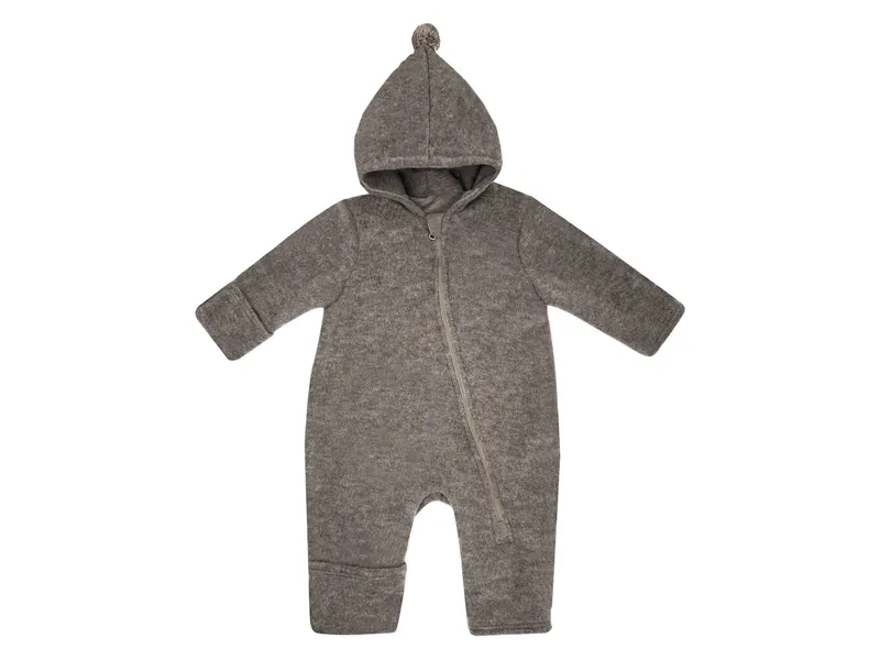 Maximo Maximo Wollfleece-Overall mit Kapuze und Klappfuß, Braun, – Produktbild 2 von 3