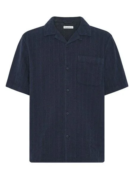 KnowledgeCotton Apparel KnowledgeCotton Apparel Kurzarm Hemd mit Strucktur aus Bio-Baumwolle, Grün-twill, – Produktbild 1 von 3