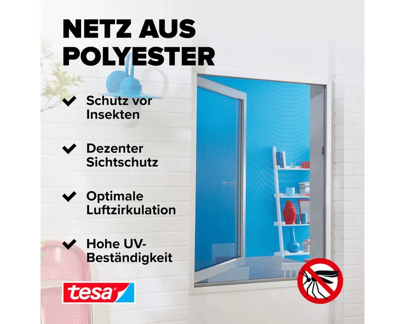 Tesa Tesa Fliegengitter "Standard" für Fenster 150 x 180 cm, Weiß, – Produktbild 8 von 8