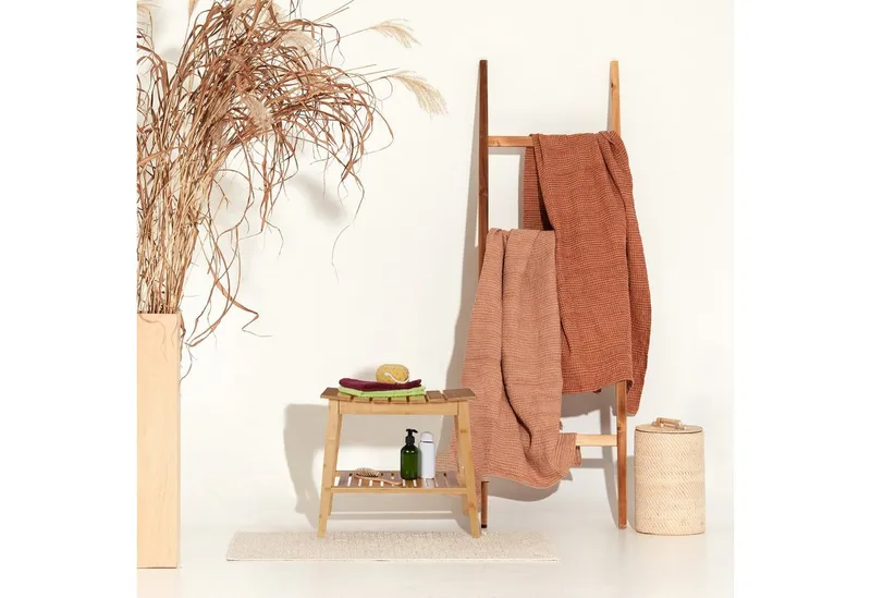 RELAXDAYS RELAXDAYS Badhocker aus Bambus mit Ablage (1 St), Braun, – Produktbild 2 von 5