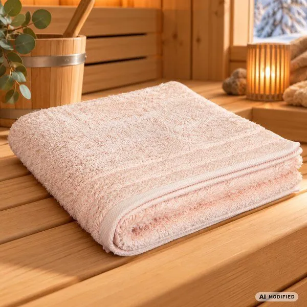 VEGAN home Saunatuch | 100% Bio-Baumwolle | 100x200cm | Verschiedene Farben, Puder, – Produktbild 1 von 2