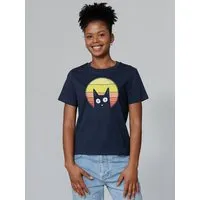 watapparel watapparel T-Shirt Frauen Sunset Cat, French navy, – Produktbild 1 von 1