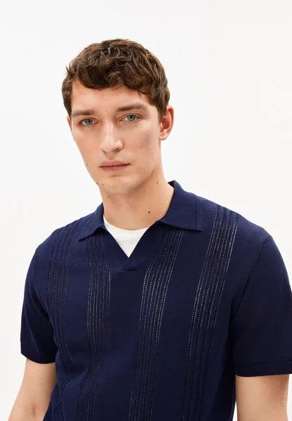 ARMEDANGELS ARMEDANGELS COTTON KNIT Herren Poloshirt aus 100% Bio-Baumwolle, Tinted navy, – Produktbild 3 von 4