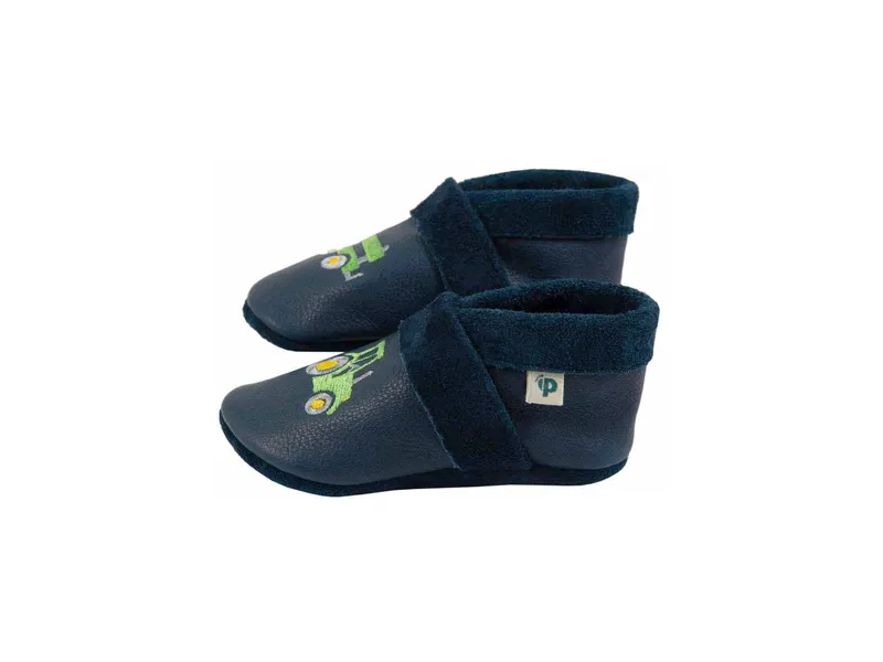 Pantolinos Pantolinos Baby und Kinder Lederpuschen Krabbelschuhe Trecker mit Anhänger blau – Produktbild 2 von 2