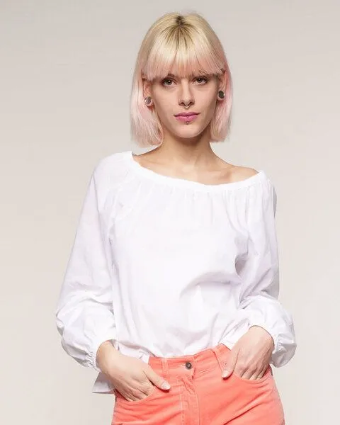 Alma & Lovis Alma & Lovis Transparente Carmenbluse aus Bio-Baumwoll-Batist | Carmenbluse, White (weiss), – Produktbild 1 von 4