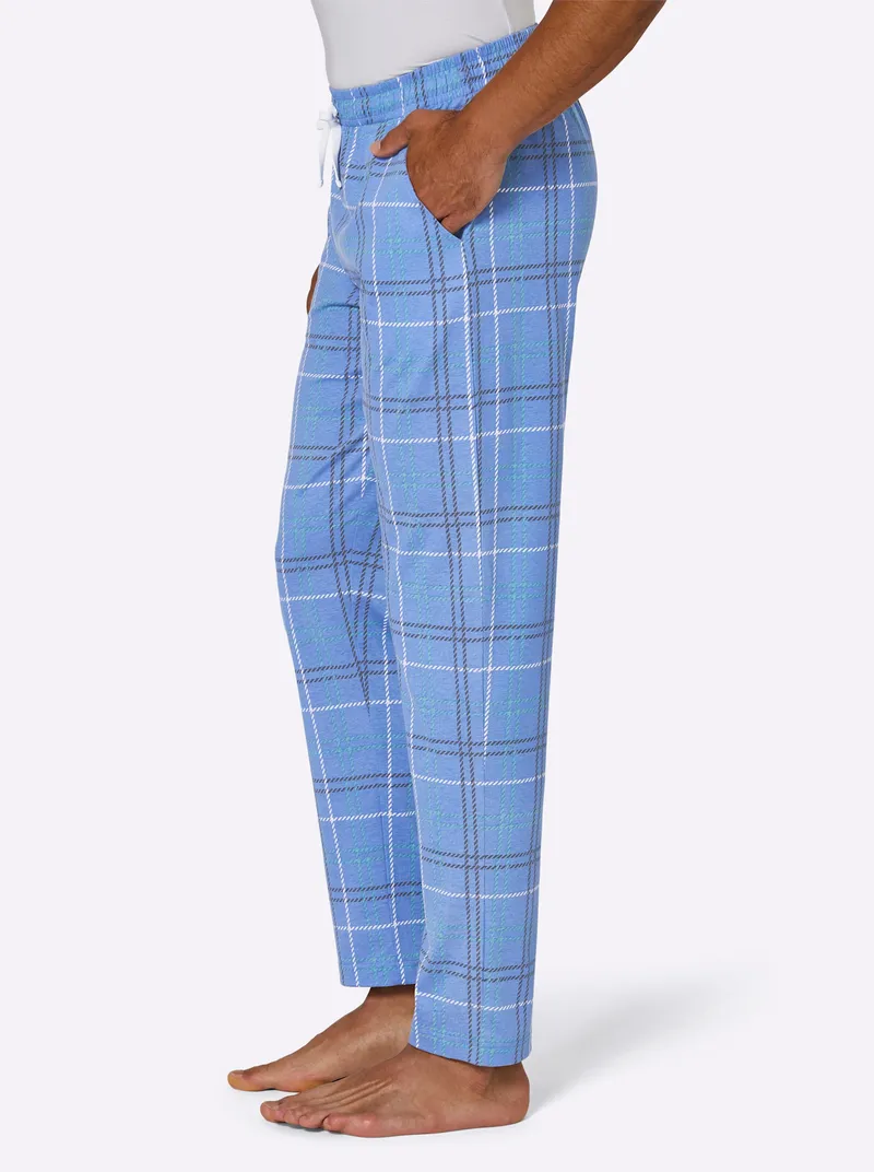 wäschepur men Hose lang mittelblau-ozean-kariert, Mittelblau-ozean-kariert, – Produktbild 2 von 2